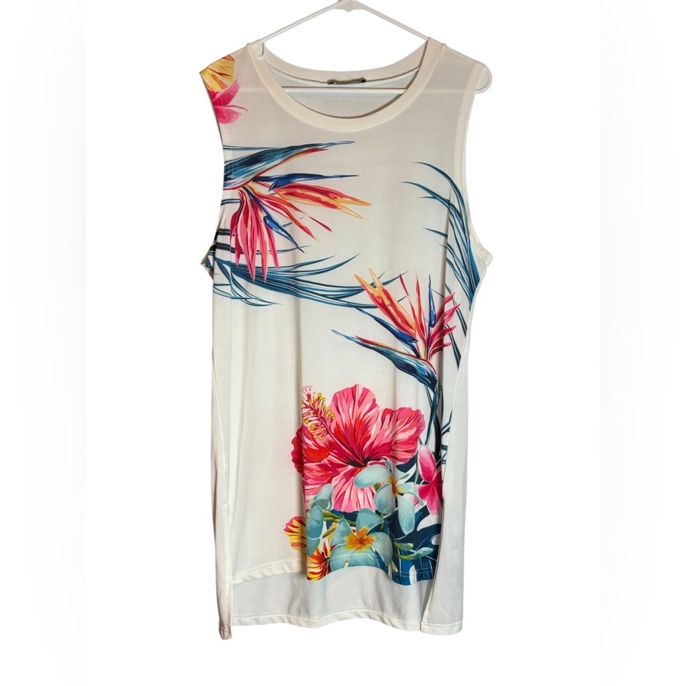 Lily by Firmiana XL Tropical Floral Sleeveless Blouse